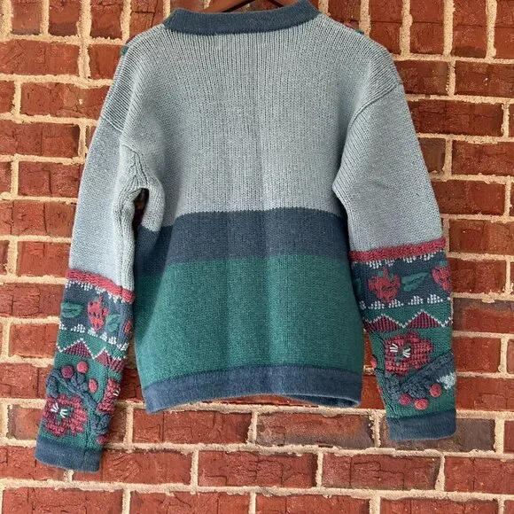 All Week Long Shetland Wool Sweater Vintage Size P Chunky Granny Cottagecore - Picture 5 of 6